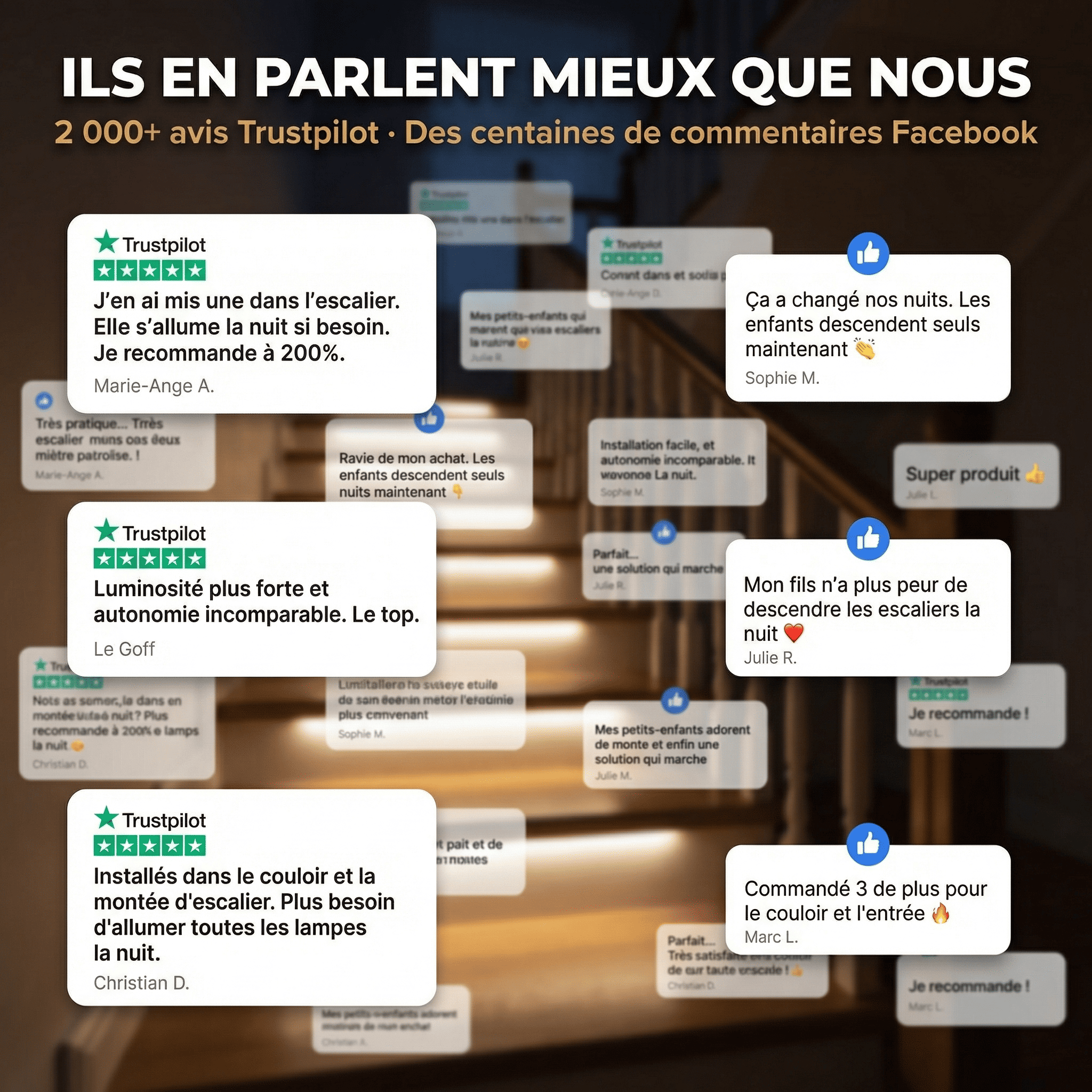 Mouvement 3.0™ | Réglette LED sans fil à détecteur de mouvements pour escaliers et couloirs