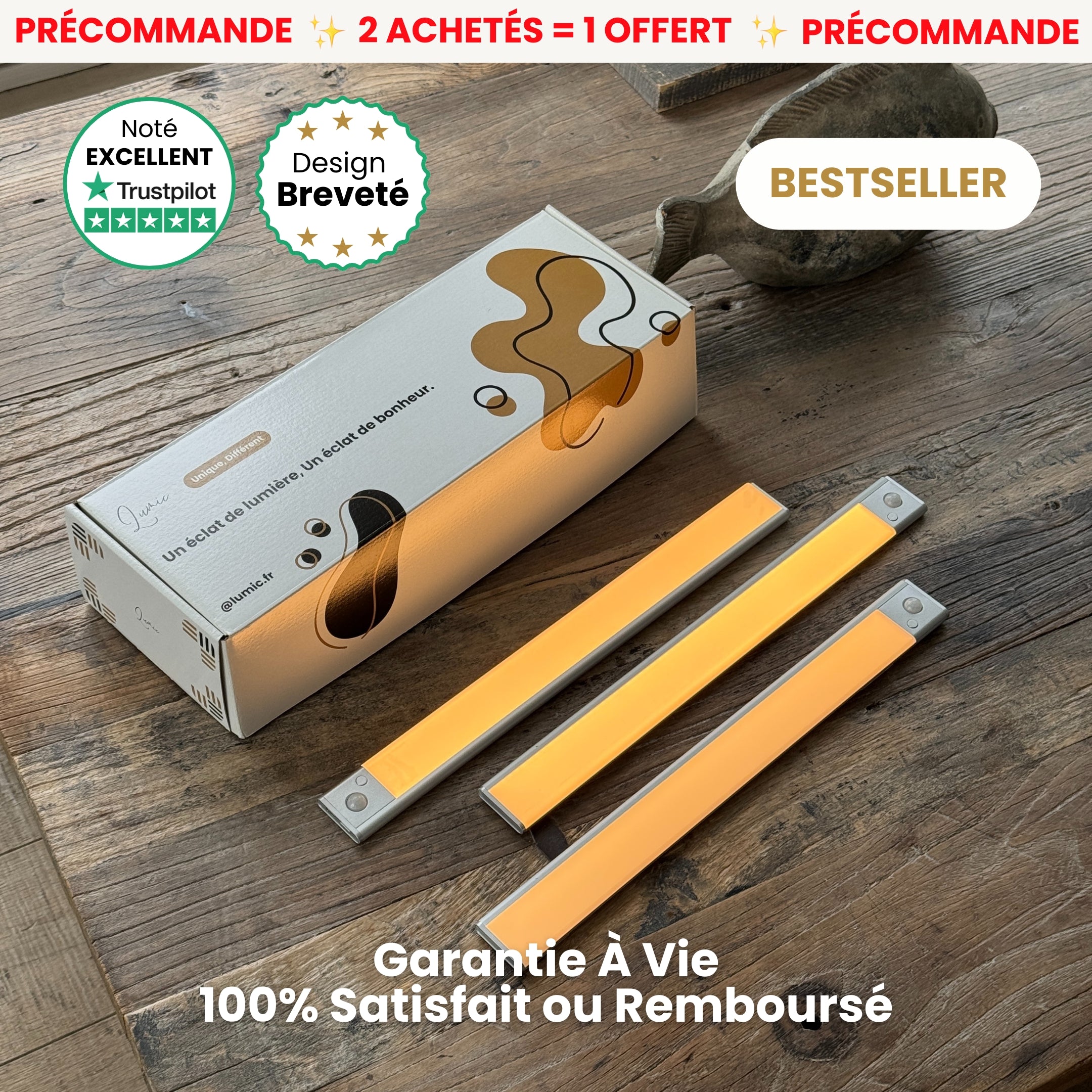 Mouvement 3.0™  | Réglette LED sans fil à détecteur de mouvements