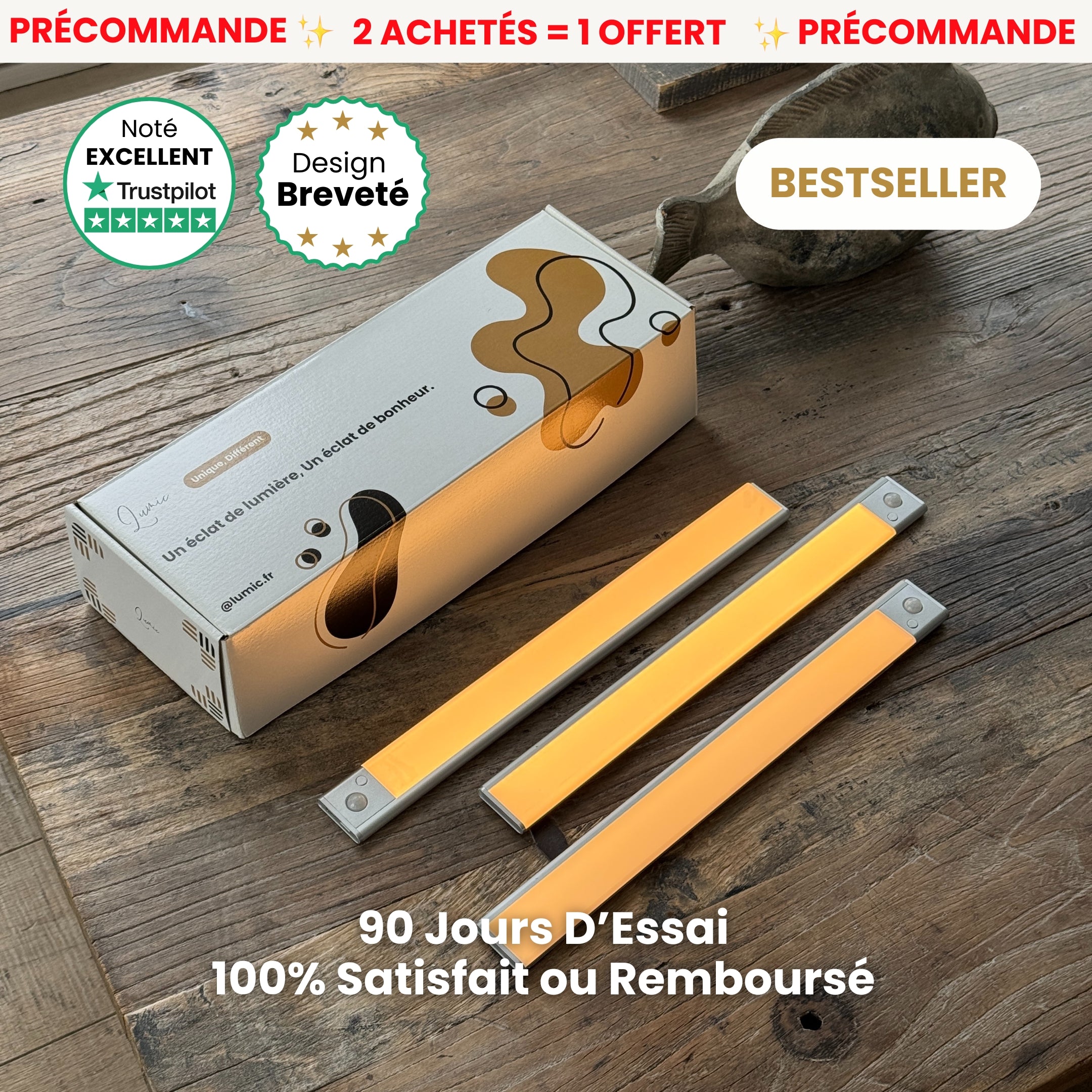 Mouvement 3.0™  | Réglette LED sans fil à détecteur de mouvements