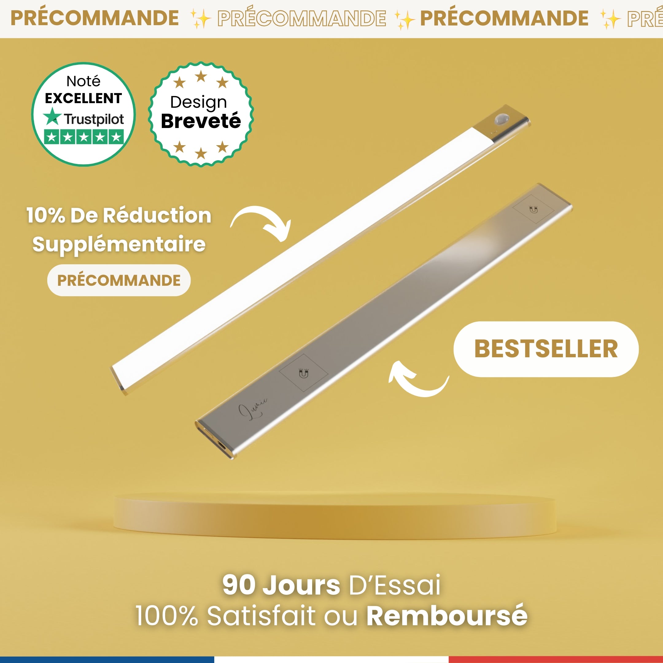 Mouvement 3.0™  | Réglette LED sans fil à détecteur de mouvements