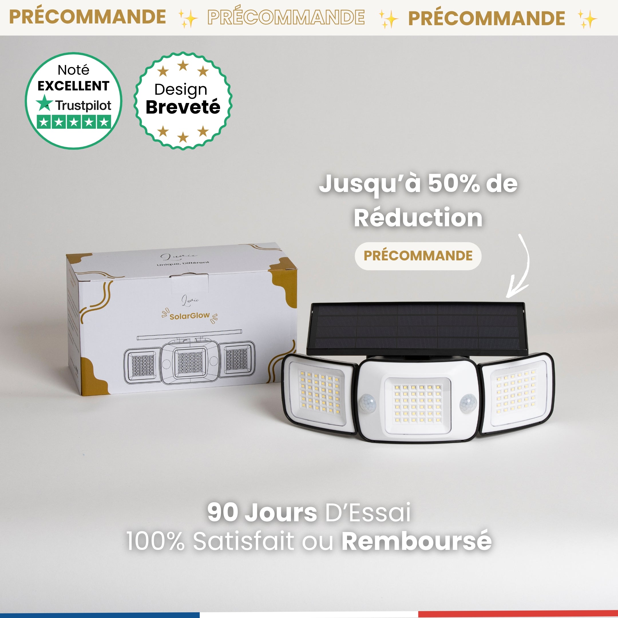 SolarGlow™  | Lampe Solaire Extérieur à Détecteurs de Mouvements