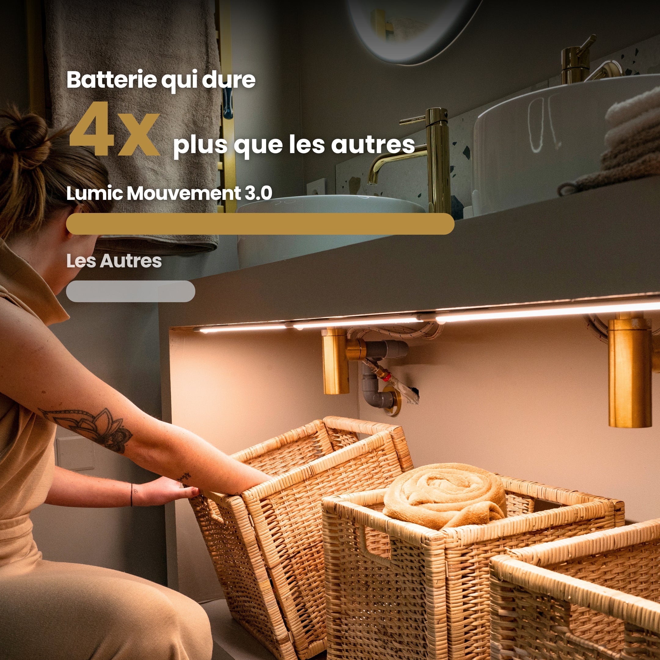 Mouvement 3.0™  | Réglette LED sans fil à détecteur de mouvements